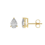 1.5 Carat  Lab Grown Diamond Stud Earrings Yellow Gold flat view