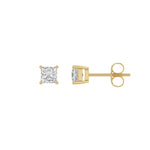 0.46 Carat Princess Lab Grown Diamond Stud Earrings Yellow Gold flat view