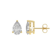 2 Carat  Lab Grown Diamond Stud Earrings Yellow Gold flat view