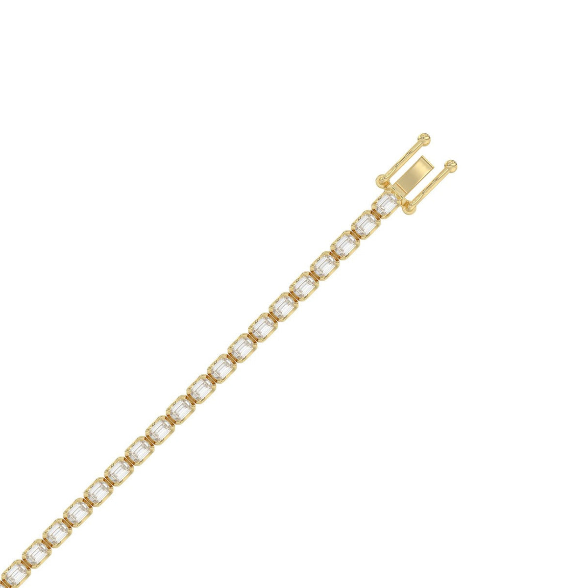Emerald Cut Tennis Bracelet — 4.5 ct, Yellow gold, flat view