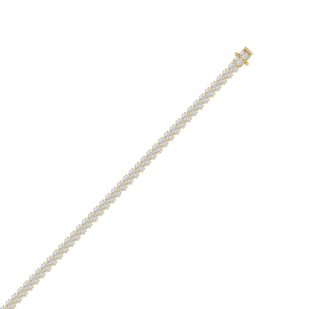 Oval Cut Tennis Bracelet — 7 ct, Yellow gold, flat view