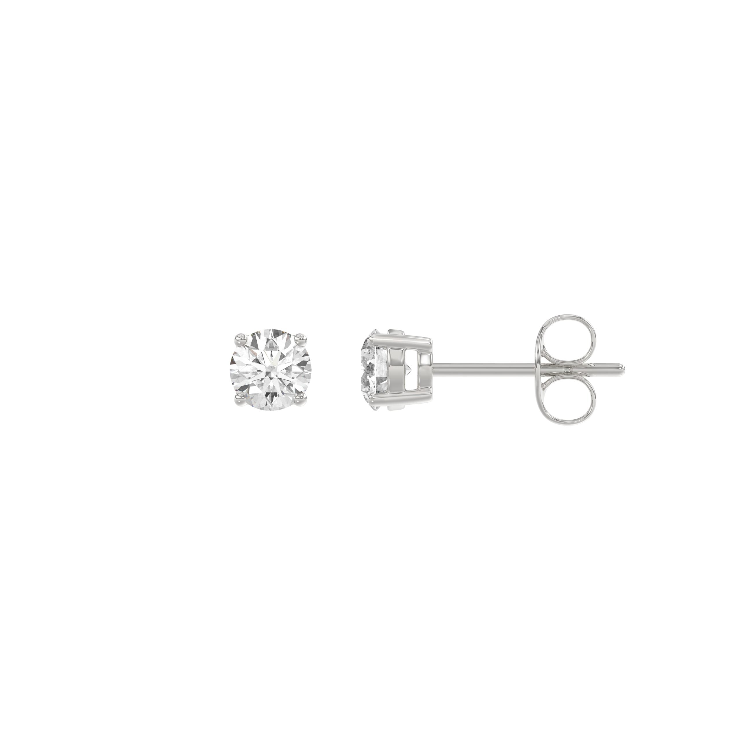 0.25 Carat Round Brilliant Lab Grown Diamond Stud Earrings White Gold flat view