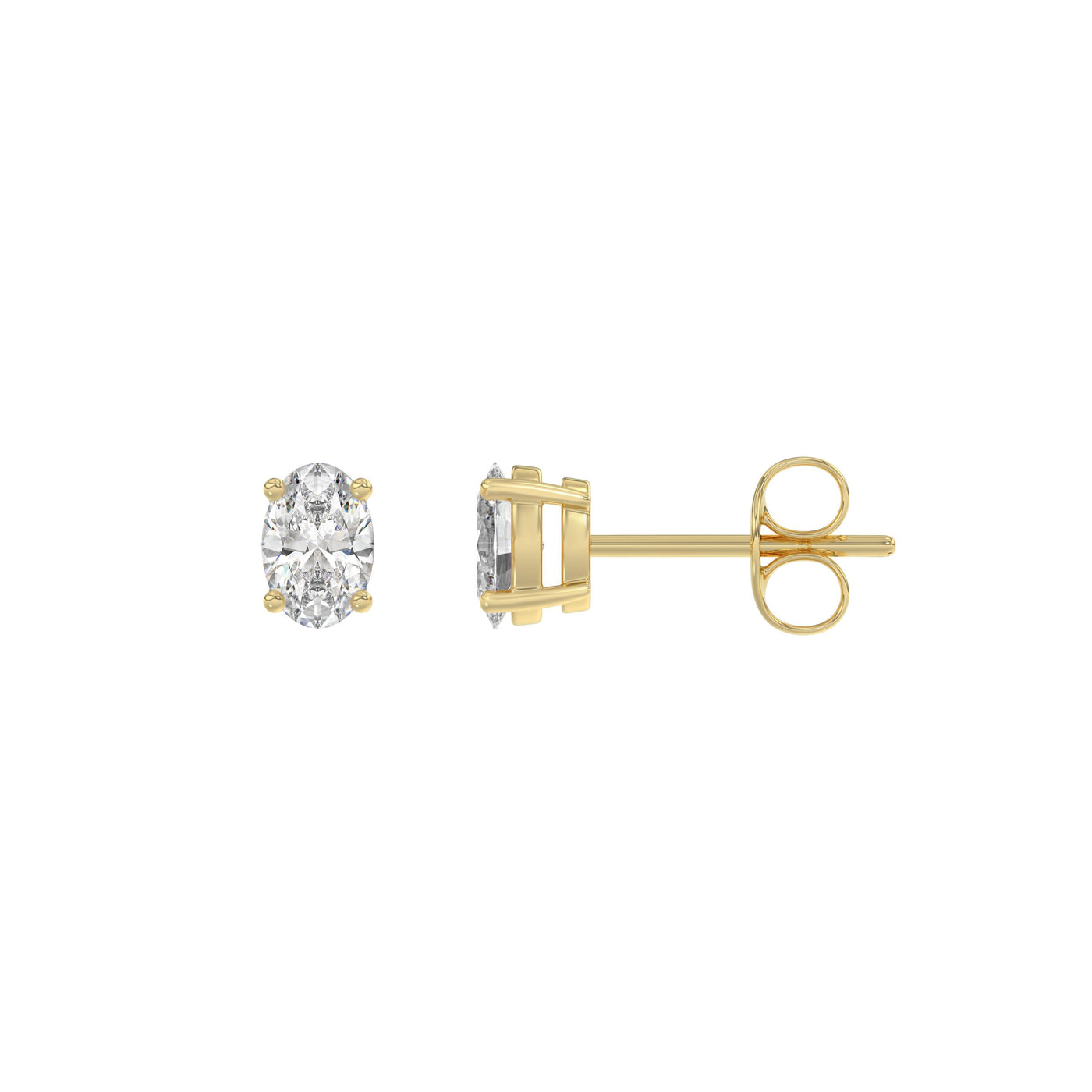 0.5 Carat Oval Lab Grown Diamond Stud Earrings Yellow Gold flat view
