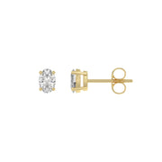 0.5 Carat Oval Lab Grown Diamond Stud Earrings Yellow Gold flat view