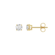 0.5 Carat Round Brilliant Lab Grown Diamond Stud Earrings Yellow Gold flat view