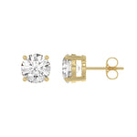 3 Carat Round Brilliant Lab Grown Diamond Stud Earrings Yellow Gold flat view