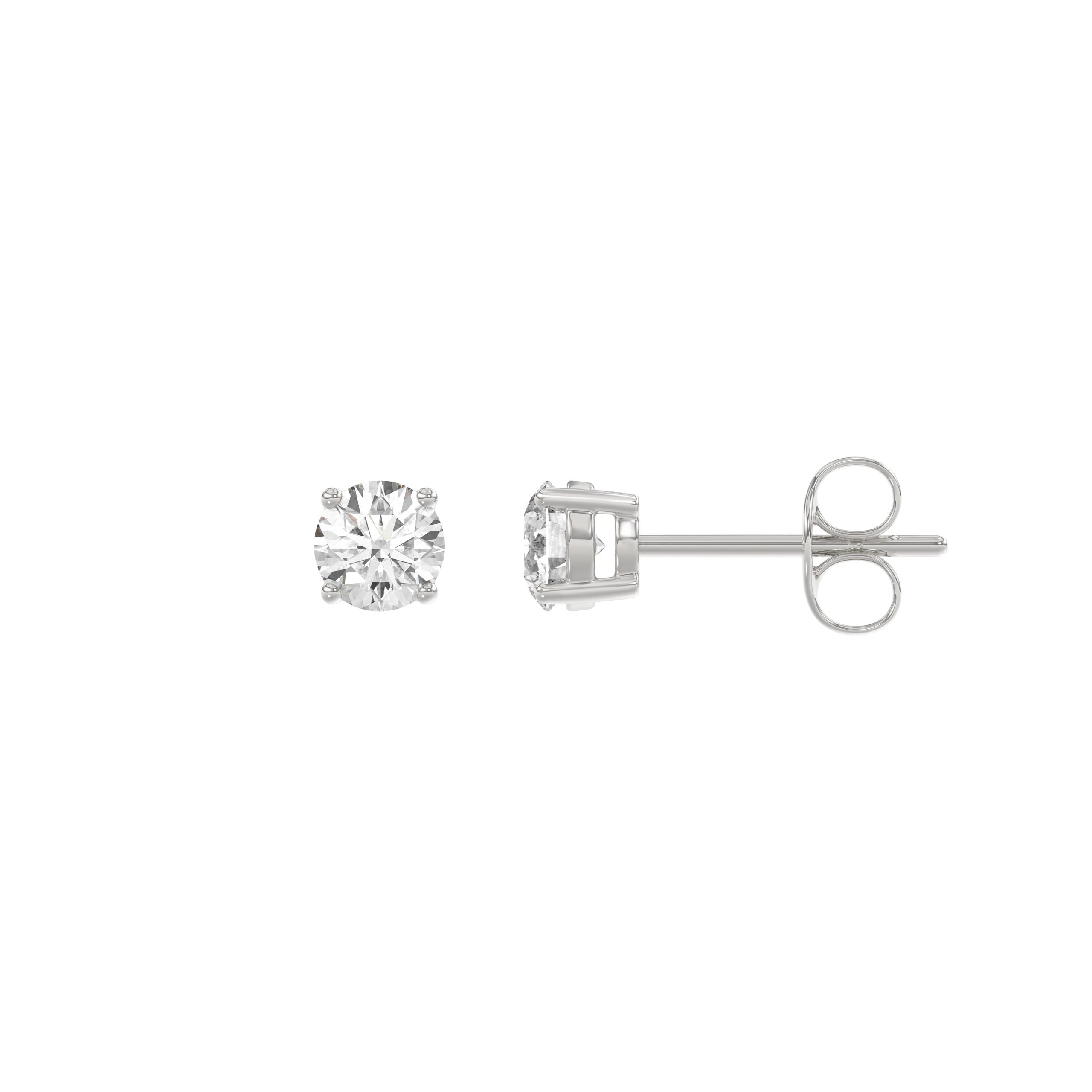 0.5 Carat Round Brilliant Lab Grown Diamond Stud Earrings White Gold flat view