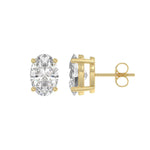 3 Carat Oval Lab Grown Diamond Stud Earrings Yellow Gold flat view