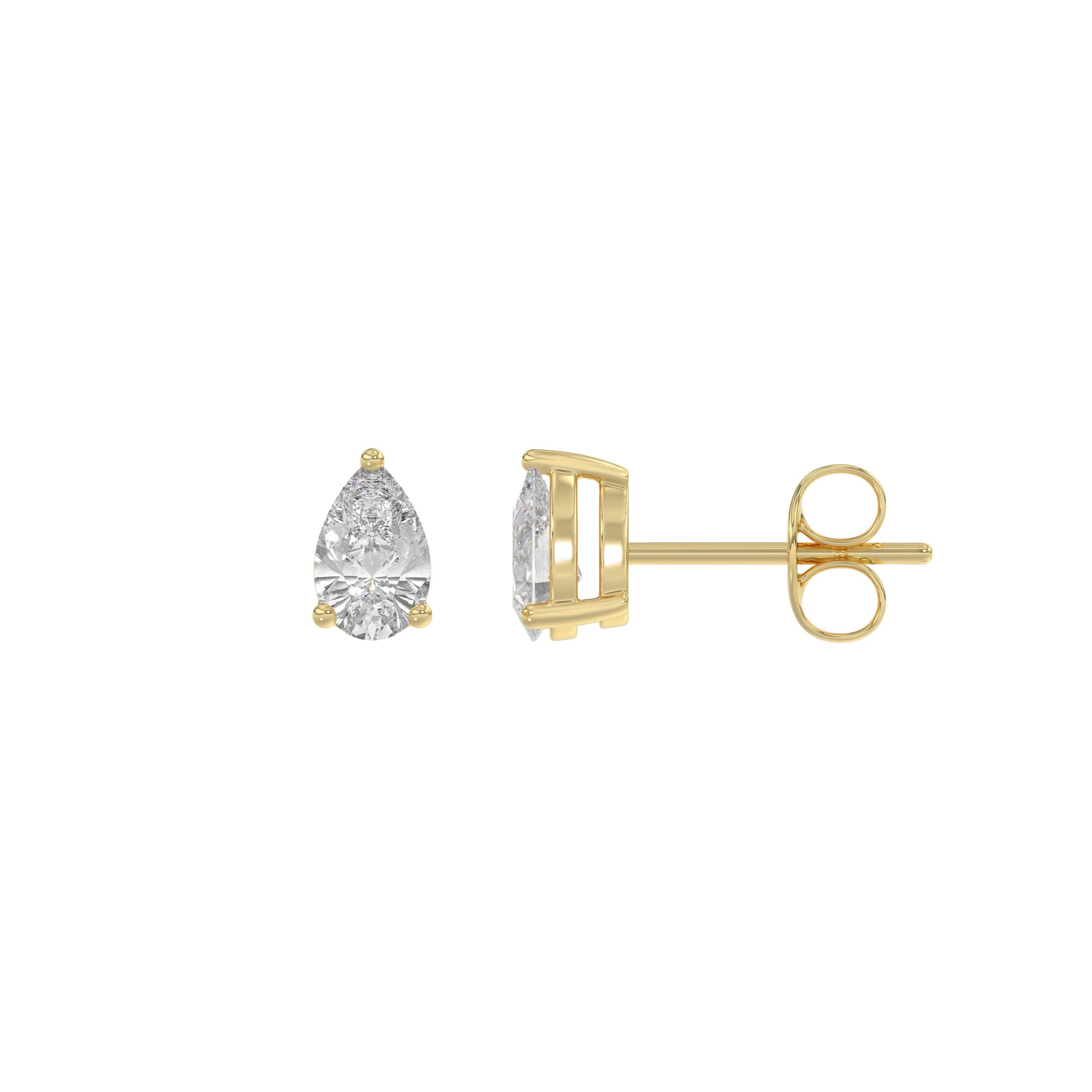 0.5 Carat  Lab Grown Diamond Stud Earrings Yellow Gold flat view