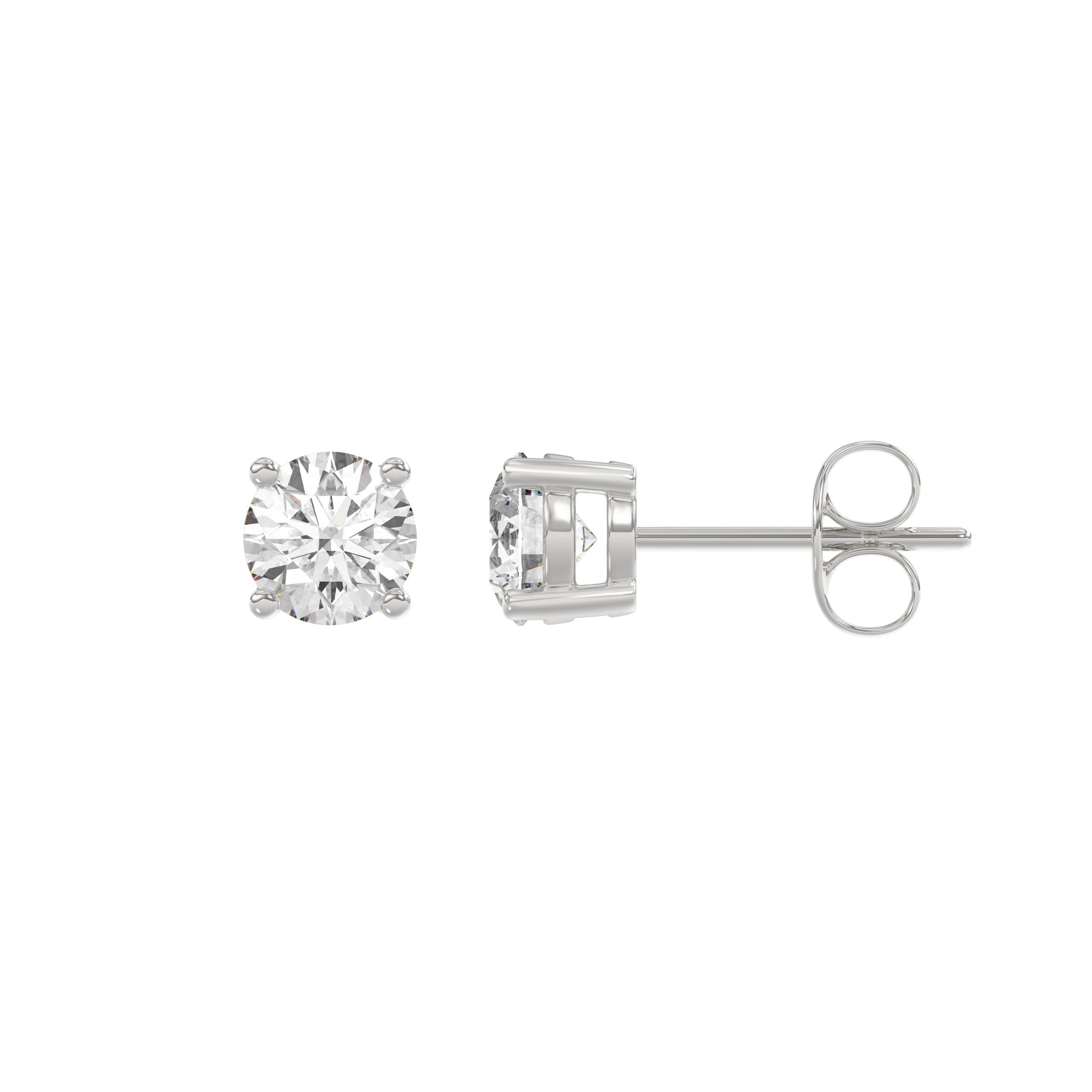1.5 Carat Round Brilliant Lab Grown Diamond Stud Earrings White Gold flat view