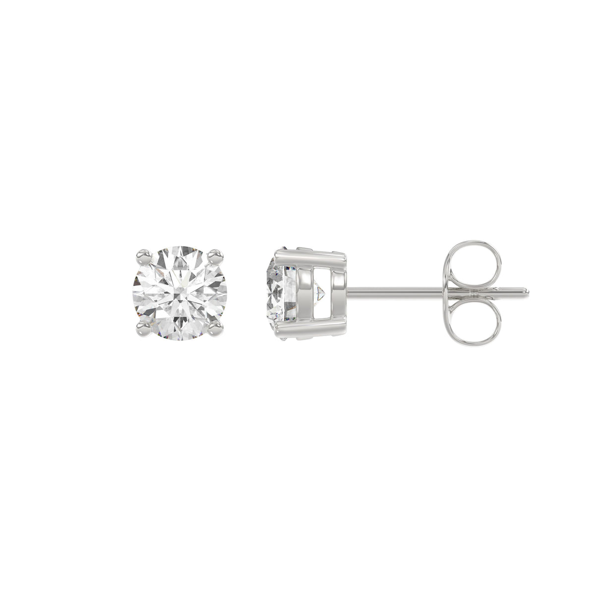 1.5 Carat Round Brilliant Lab Grown Diamond Stud Earrings White Gold flat view