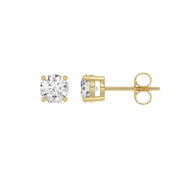 1.5 Carat Round Brilliant Lab Grown Diamond Stud Earrings Yellow Gold flat view
