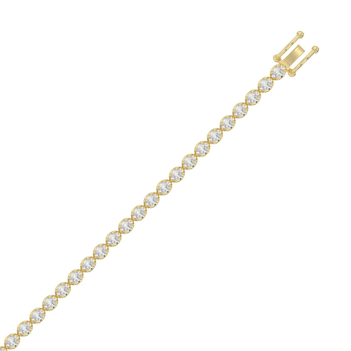 Oval Cut Tennis Bracelet — 5 ct, Yellow gold, flat view