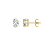 1 Carat Oval Lab Grown Diamond Stud Earrings Yellow Gold flat view