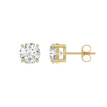 2 Carat Round Brilliant Lab Grown Diamond Stud Earrings Yellow Gold flat view