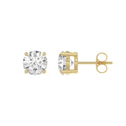2 Carat Round Brilliant Lab Grown Diamond Stud Earrings Yellow Gold flat view